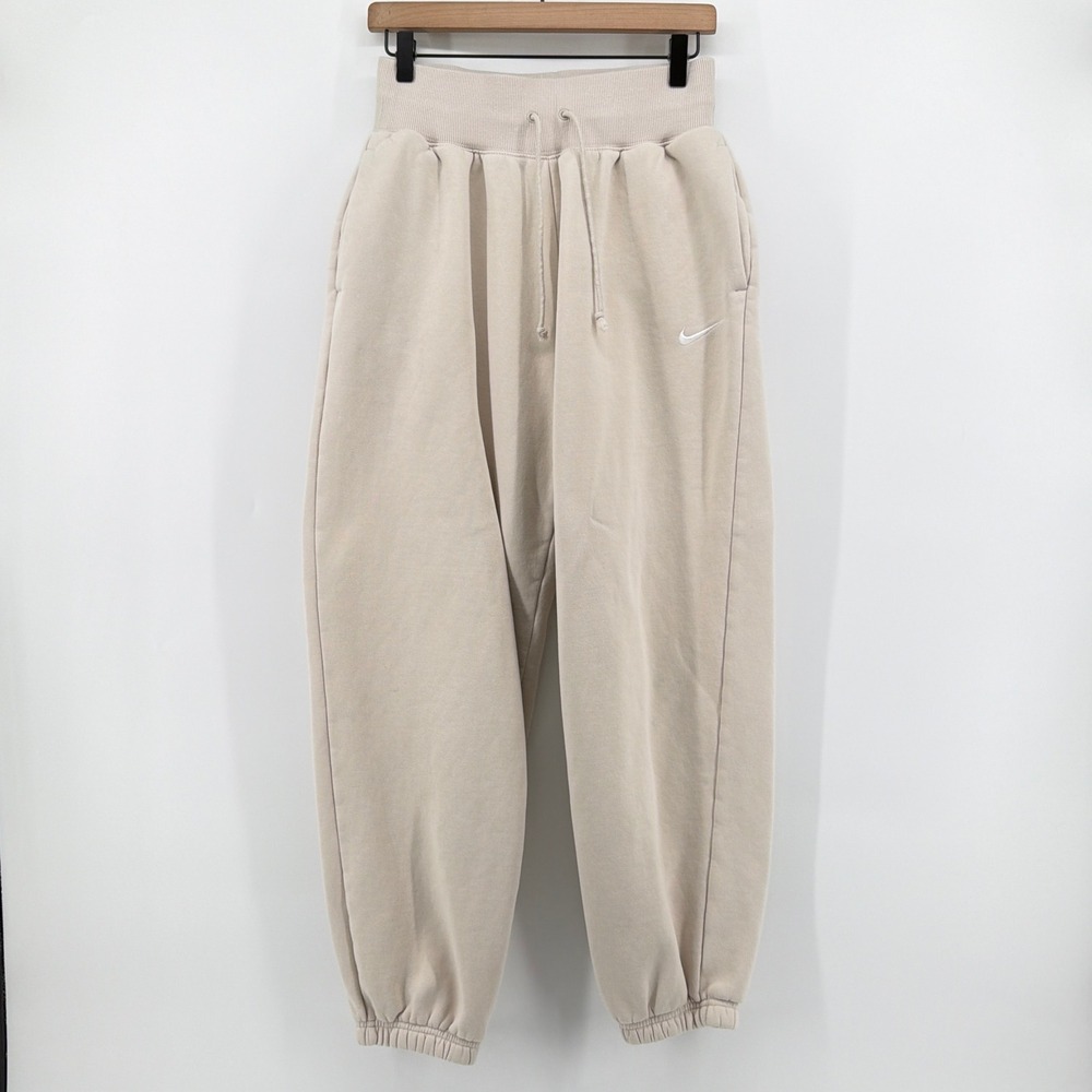 Nike Phoenix Fleece High Waisted Oversized Sweatpants S Tan Orewood Brown DQ5887